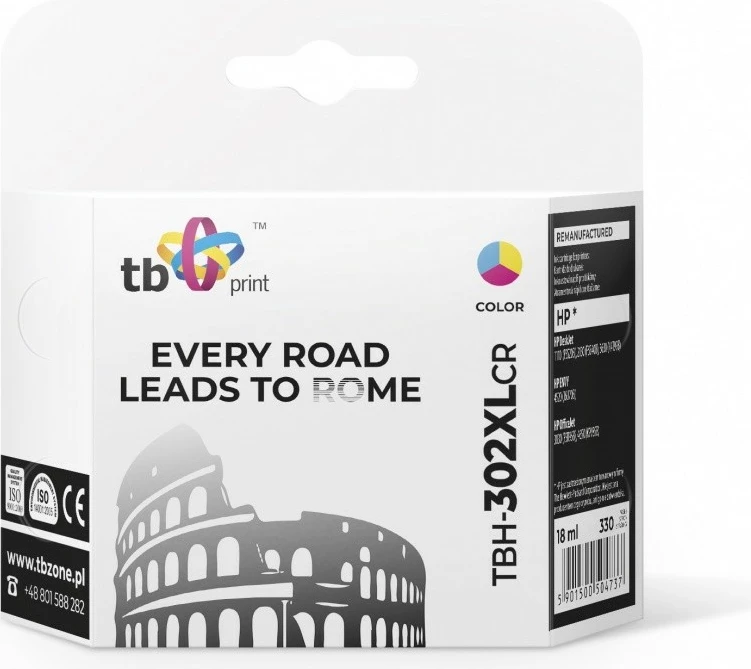 Toner TB Print TBH-302XLCR për HP DeskJet/ENVY/OfficeJet, 18 ml, Color