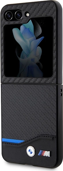 Mbështjellës BMW Leather Carbon për Samsung Galaxy Z Flip 5, i zi