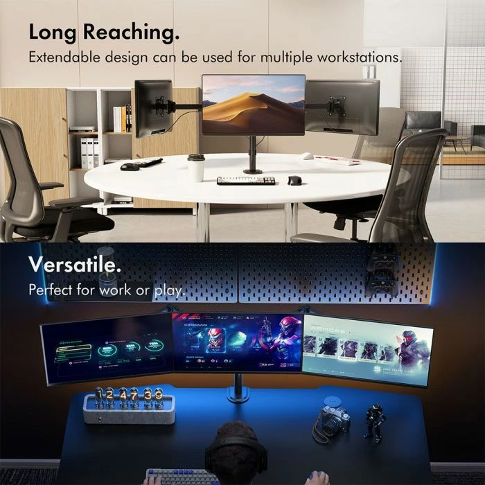 Mbajtëse tavoline për 3 monitorë VONHAUS 3000474 deri 27\", VESA 75x75/100x100, e zezë