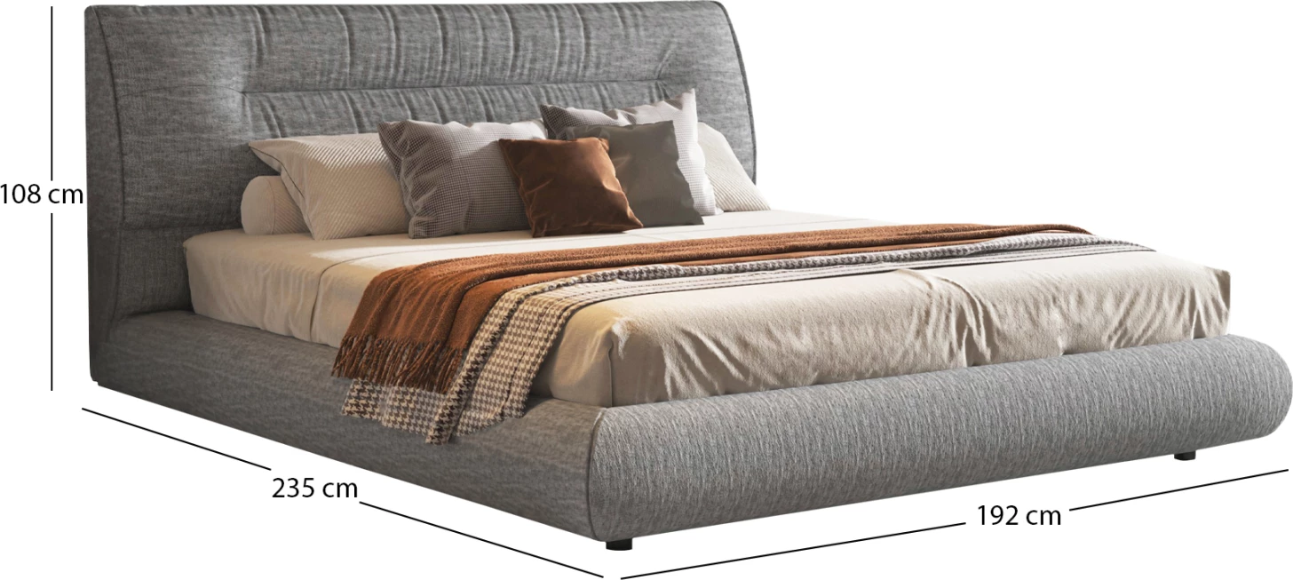 Krevat ASCOTT me hapësirë për depo, material gri, CD736.01, për dyshek 160x200cm