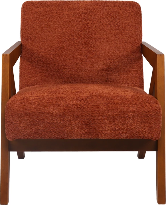 Fotel Garifa, material terakote, këmbë ngjyrë arre, 79x75x75cm