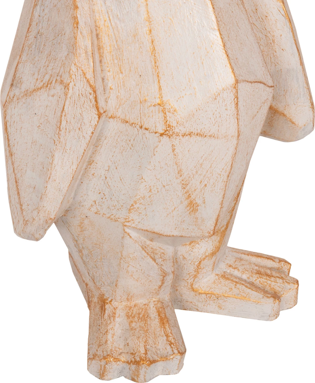 Dekorim për dysheme, pinguin, ngjyrë patina e bardhë me detaje ari, FH7915, 30x20x60H cm