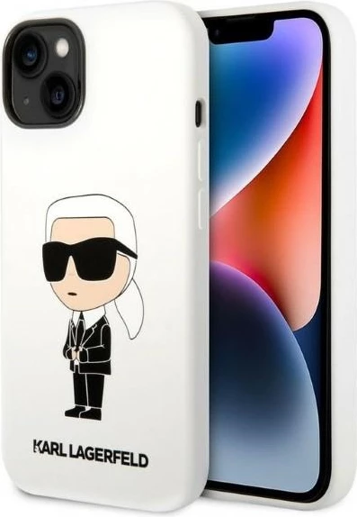Mbështjellës Karl Lagerfeld Silicone Ikonik për iPhone 14 Plus 6.7", Bardhë
