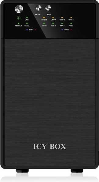 Kasë eksternale IcyBox IB-RD3620SU3 për 2x3.5" HDD, RAID, e zezë