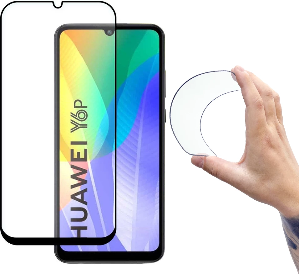 Mbështjellës xhami Wozinsky Full Cover Flexi Nano Glass me kornizë për Huawei Y6p, zi