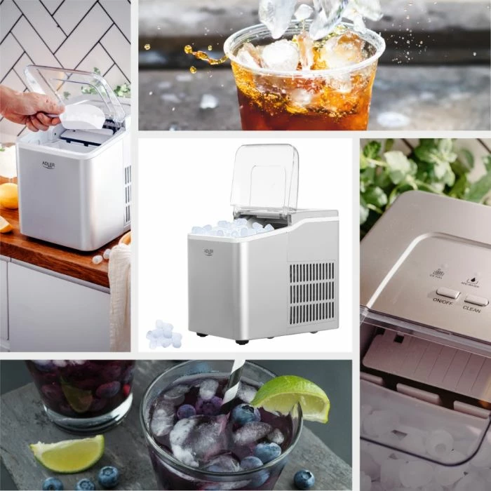 ledomat Adler AD8086, 12 kg/ditë, 9 kube/cikël, kapak transparent, vetëpastrim, e bardhë