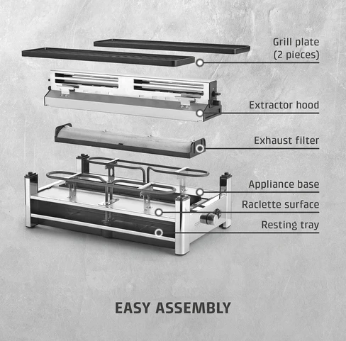 Grill raclette CASO AirClean 1500W, argjend/zi