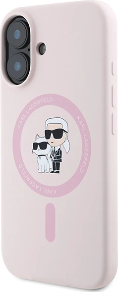 Mbështjellës Karl Lagerfeld Silicone KC Heads Ring MagSafe për iPhone 16, Rozë
