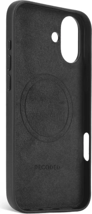 Mbështjellës Decoded Leather Backcover me MagSafe për iPhone 16 Plus, e zezë