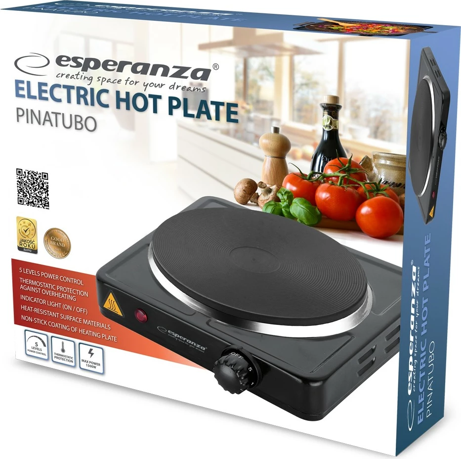 Sobë elektrike Esperanza PINATUBO EKH002K, 1500W, e zezë