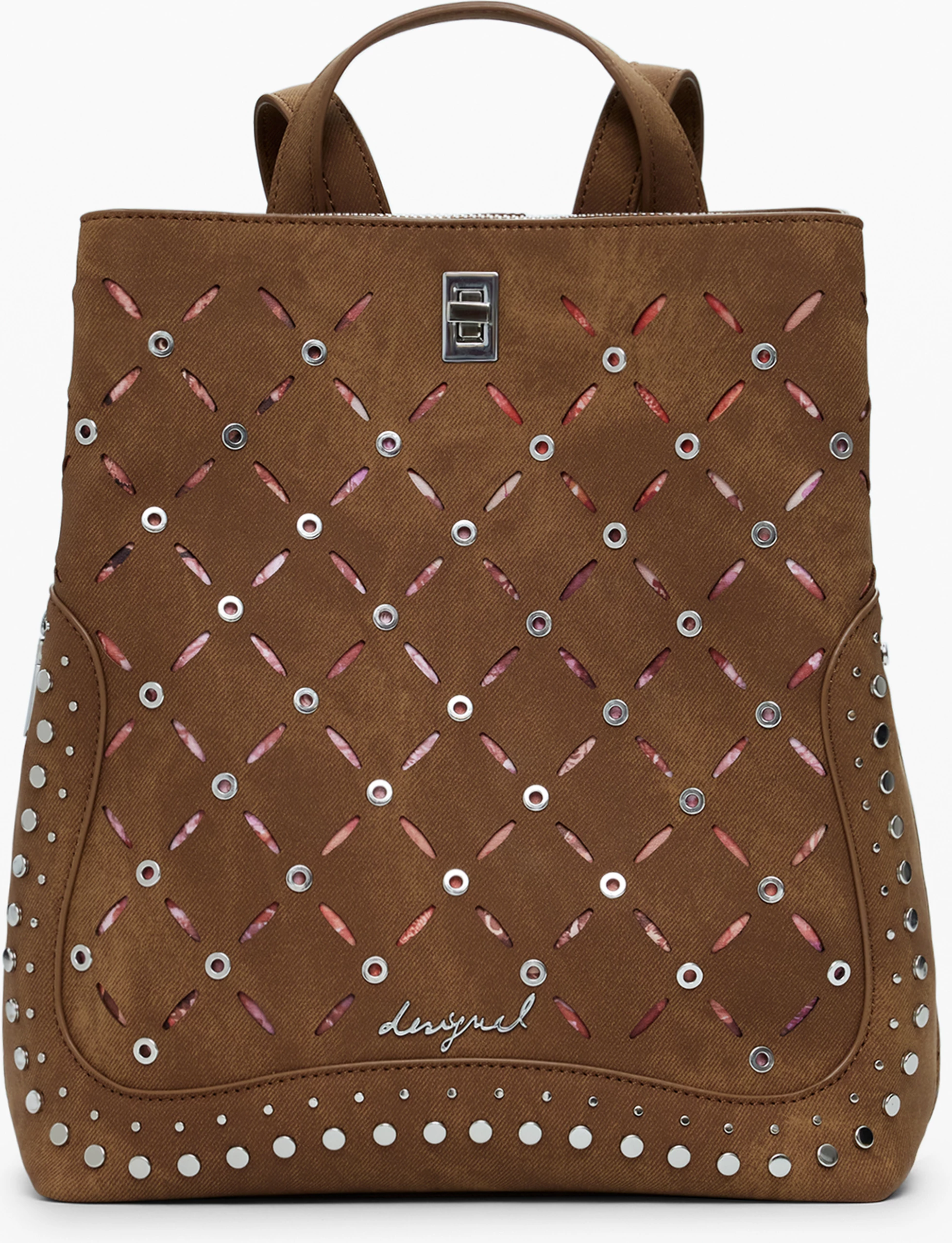 Çantë shpine DESIGUAL Yankee Metal Patch Sumy Mini femra, kafe