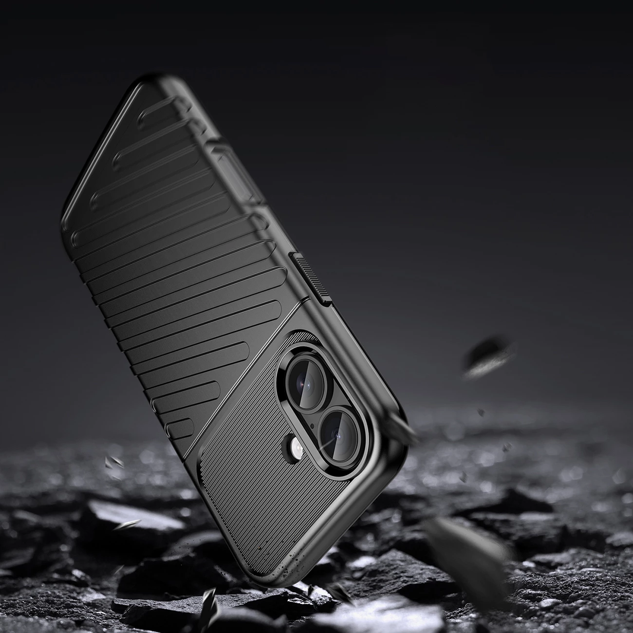 Mbështjellës Hurtel Thunder Case për iPhone 17, TPU, i zi