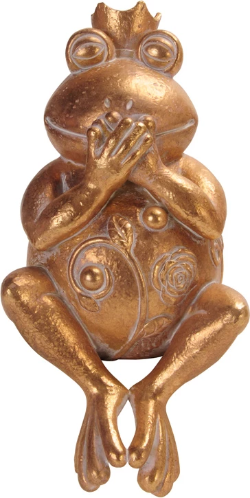 Figurinë bretkose dekorative, ngjyrë ari, 11x10x23cm