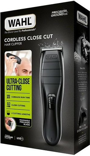 Makinë qethëse pa kabllo, Wahl, Close Cut 3029293, 120 min, teh 45 mm, 3 krehra 1.5–4.5 mm, e zezë