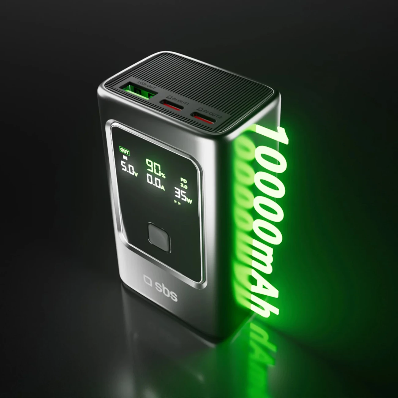 Powerbank SBS 10000mAh me ekran LCD, PD 35W, Gri