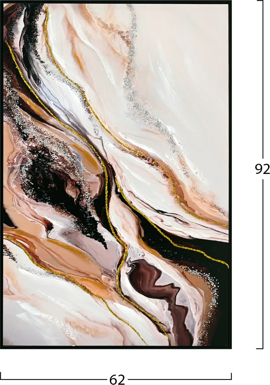 Pikturë muri abstrakte, kornizë PS e zezë, FH4560, 62x4x92 cm