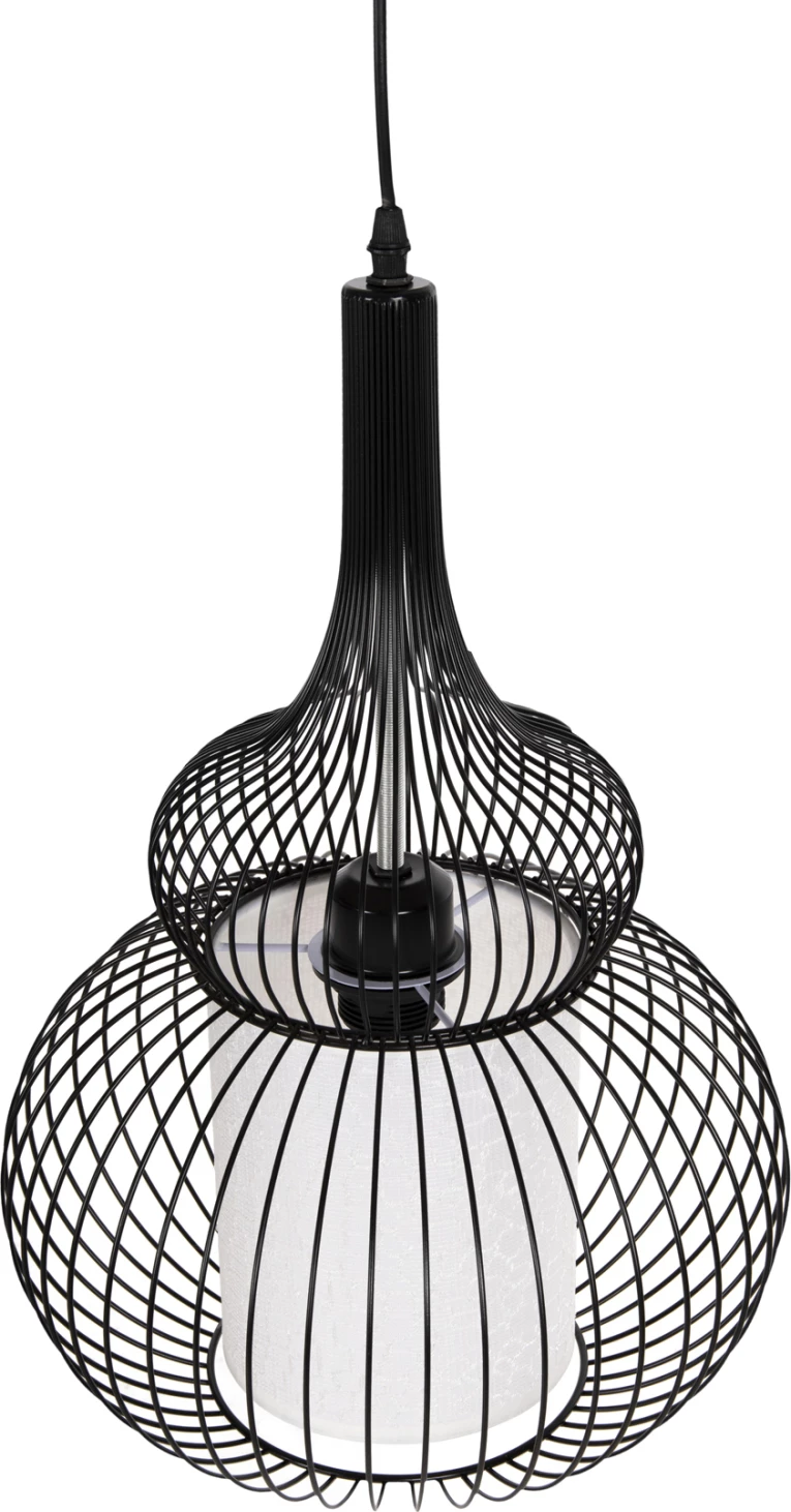 Llambë varëse tavani FH4185, metal i zi, pëlhurë e bardhë, Φ30x115H cm