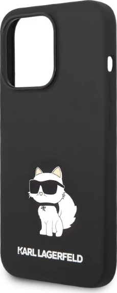 Mbështjellës silikon Karl Lagerfeld Choupette për iPhone 14 Pro Max, i zi