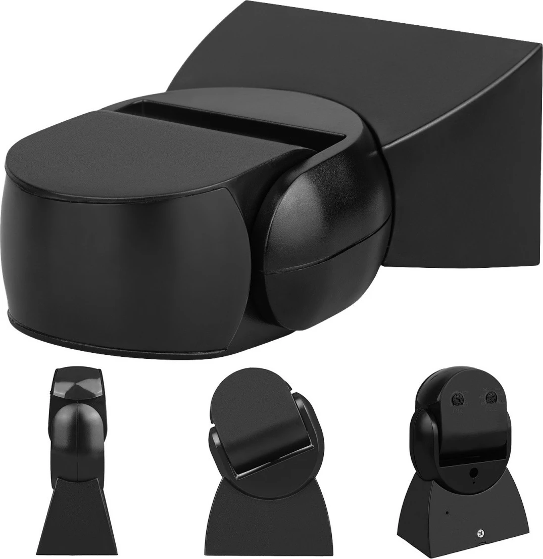 Sensor lëvizjeje PIR, Maclean, MCE201 B/B, 12 m 180° IP65 220-240V AC, e zezë