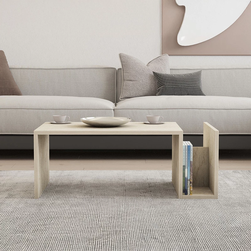 Tavolinë kafeje Poko, ngjyrë travertin, 86.8x50x32.4cm