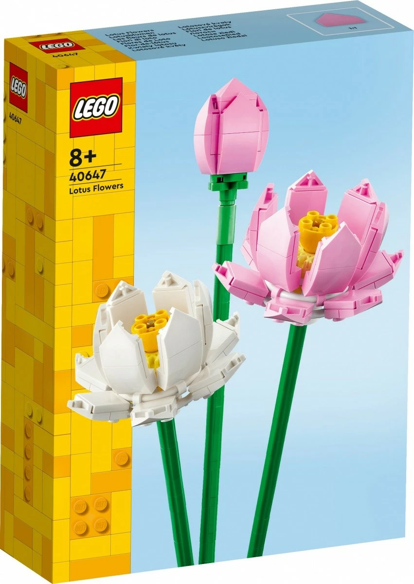 Set LEGO Lotus Flowers 40647, 220 pjesë, plastikë, për fëmijë dhe të rritur, rozë/bardhë