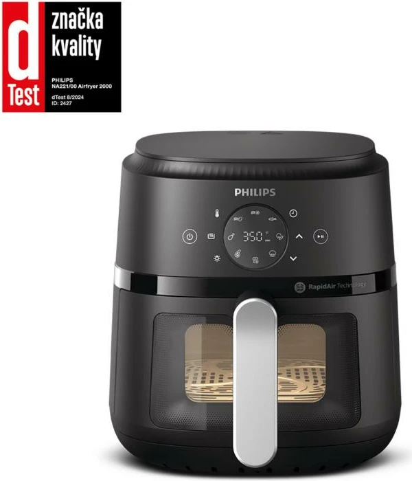 Fritezë me ajër, Philips, NA221/00, 4.2L, 1500W, e zezë