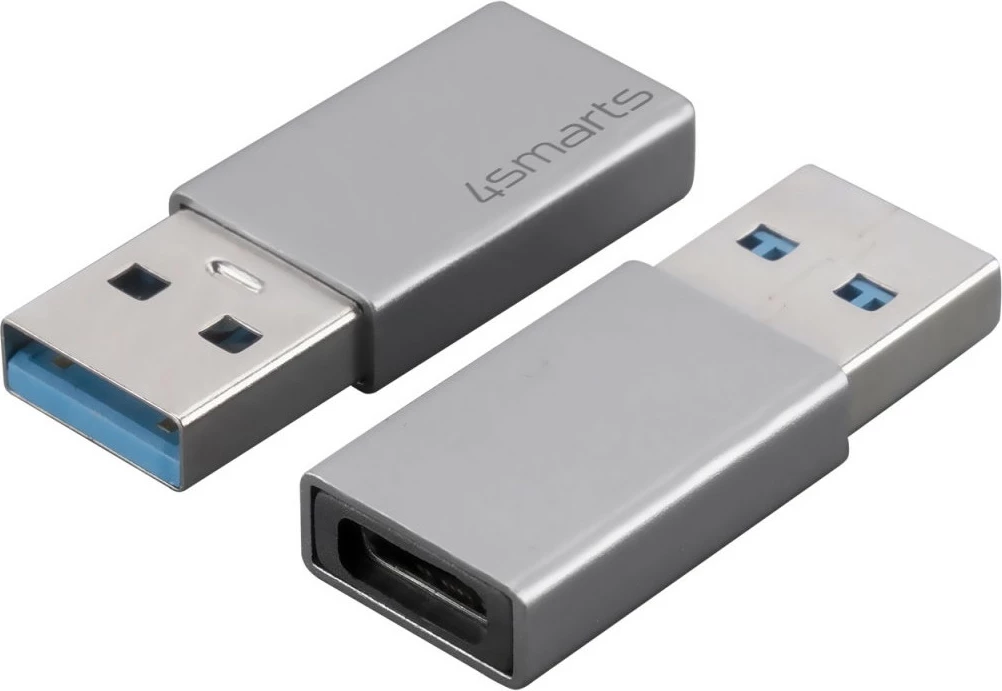 Adapter USB 4smarts 540275, USB Type-A në USB Type-C, Gri