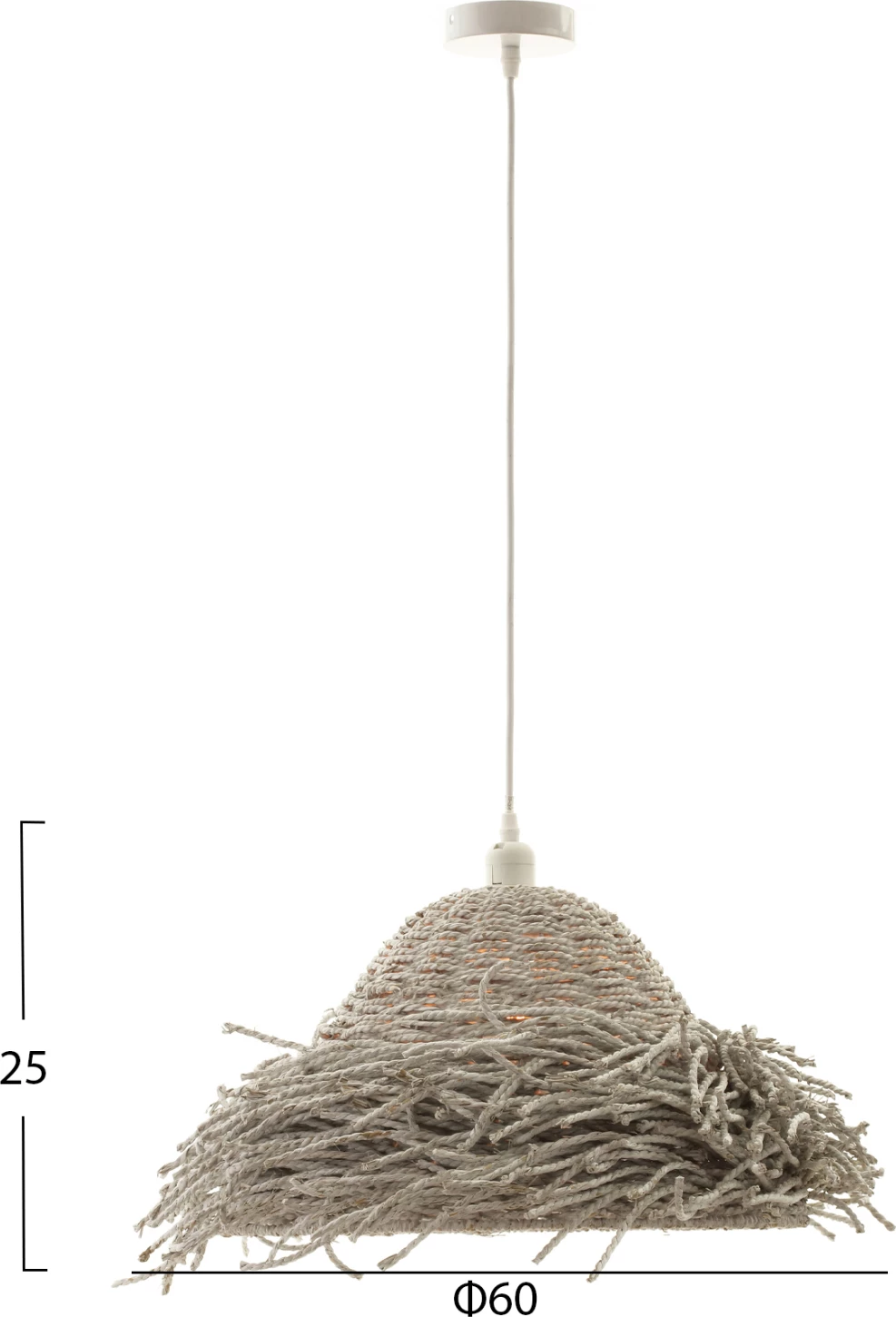 Llambë varëse tavani FH4349 prej barishte deti, ngjyrë e bardhë e larë, Φ50x25-135Hcm