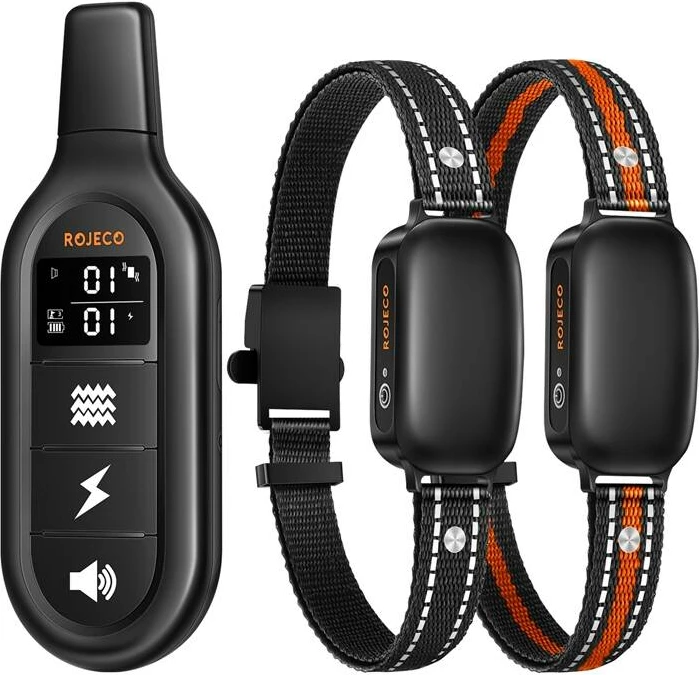 Qafore trajnimi për qen me telekomandë, Rojeco PD521, distancë 1000 m, IPX7, 2 qafore, e zezë