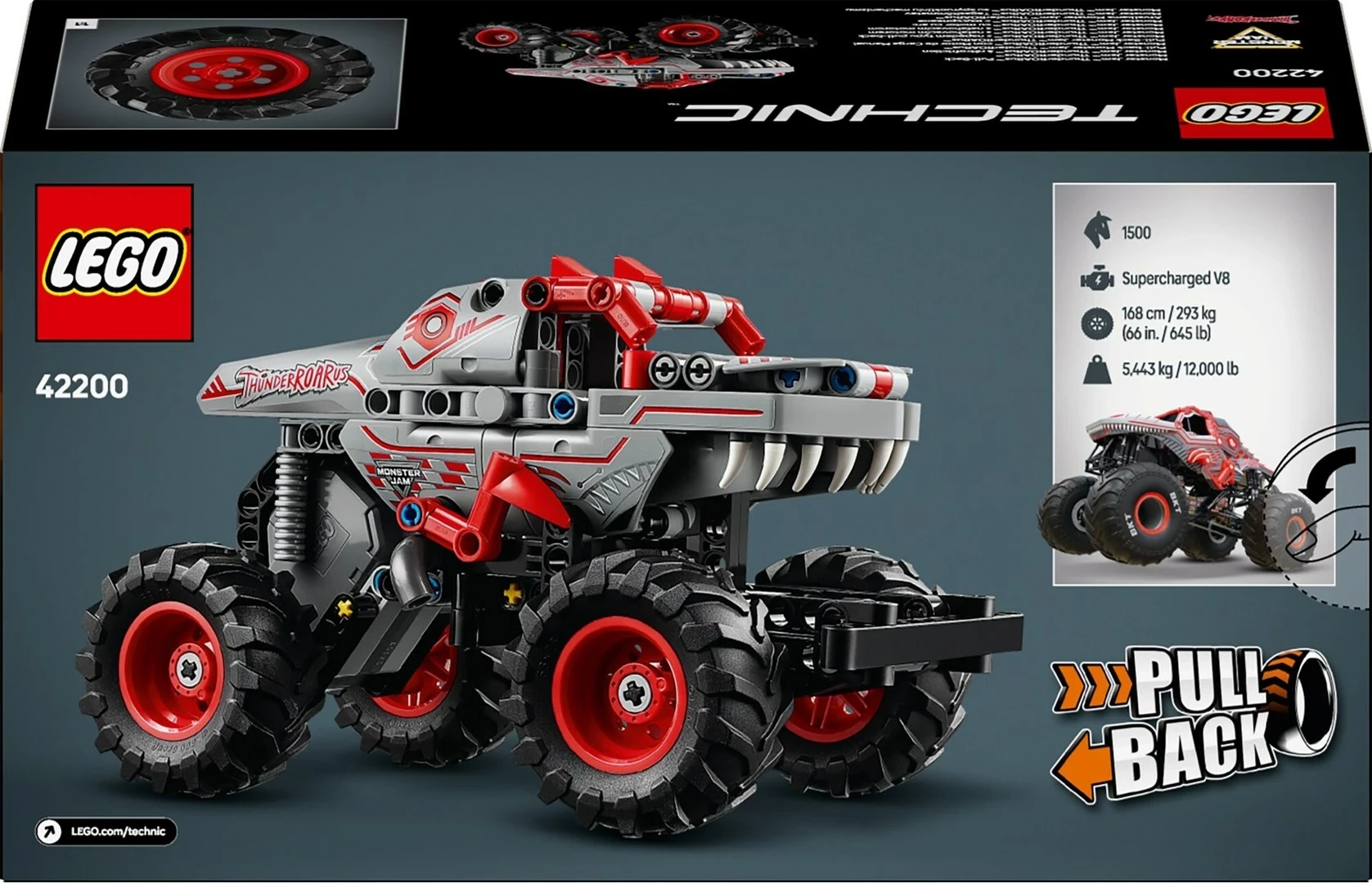 Lego Technic 42200, Set me mekanizëm tërheqës, për fëmijë 7+ vjeç, Gri dhe Kuqe