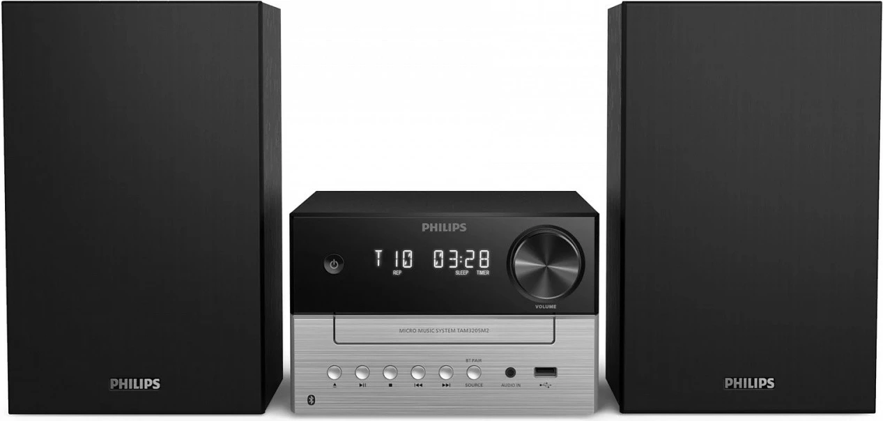 Sistem Hi‑Fi mikro, Philips, TAM3205M2/12, 20W RMS, Bluetooth 5.4, CD USB FM, e zezë/argjendtë