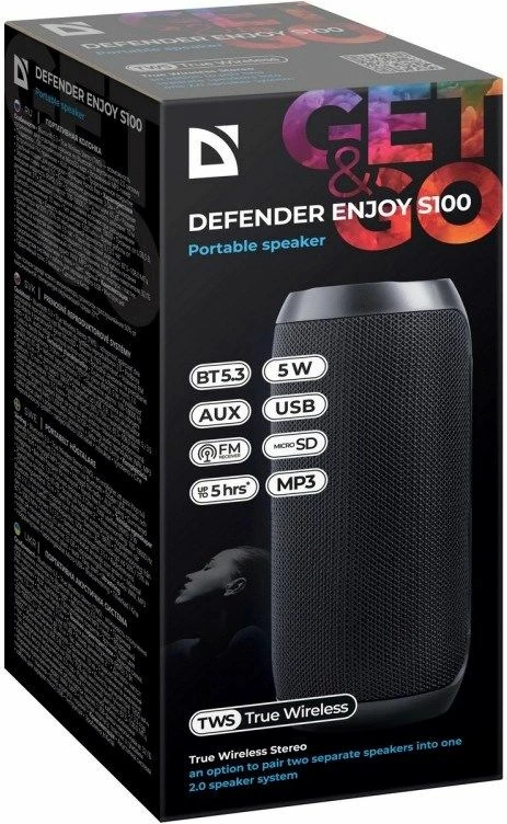 Altavoz portativ DEFENDER për outdoor, i zi