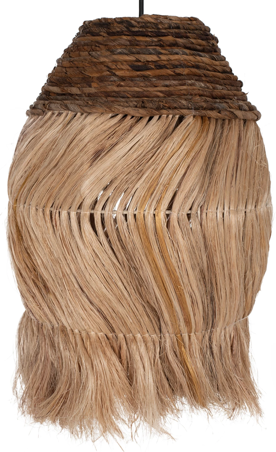 Llambë varëse tavani cilindrike e gjatë prej fibrash abaka natyrale, 30x30x45H cm, FH7763