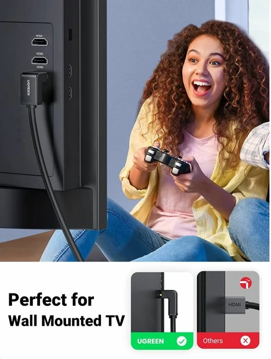 kabllo HDMI këndore UGREEN 10172, 4K/60Hz, 1m, e zezë