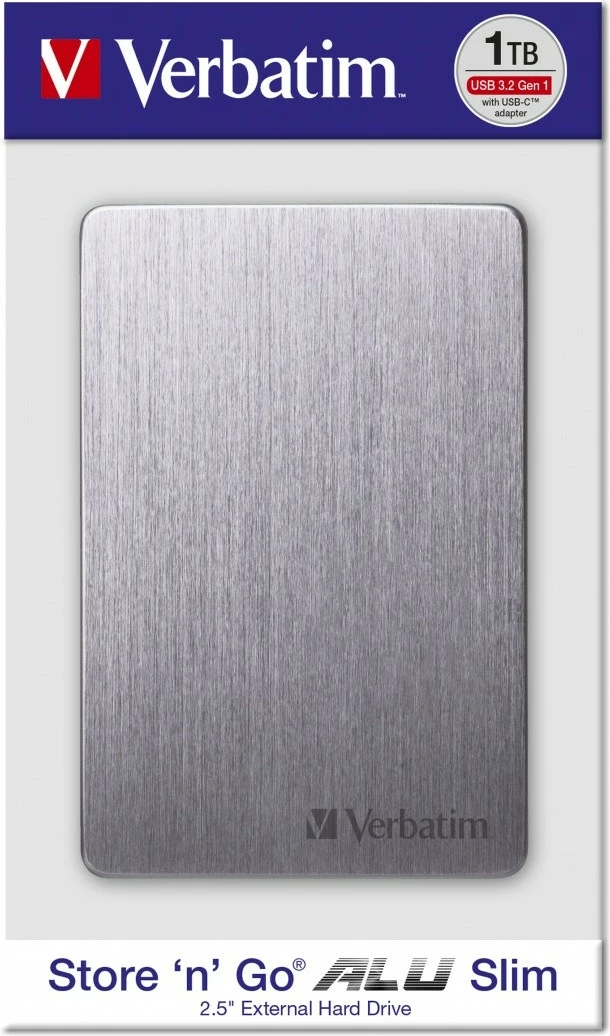 disk i jashtëm HDD Verbatim Store 'n' Go ALU Slim HDVE53662PLG/53662 1TB USB-C, aluminium (space grey)