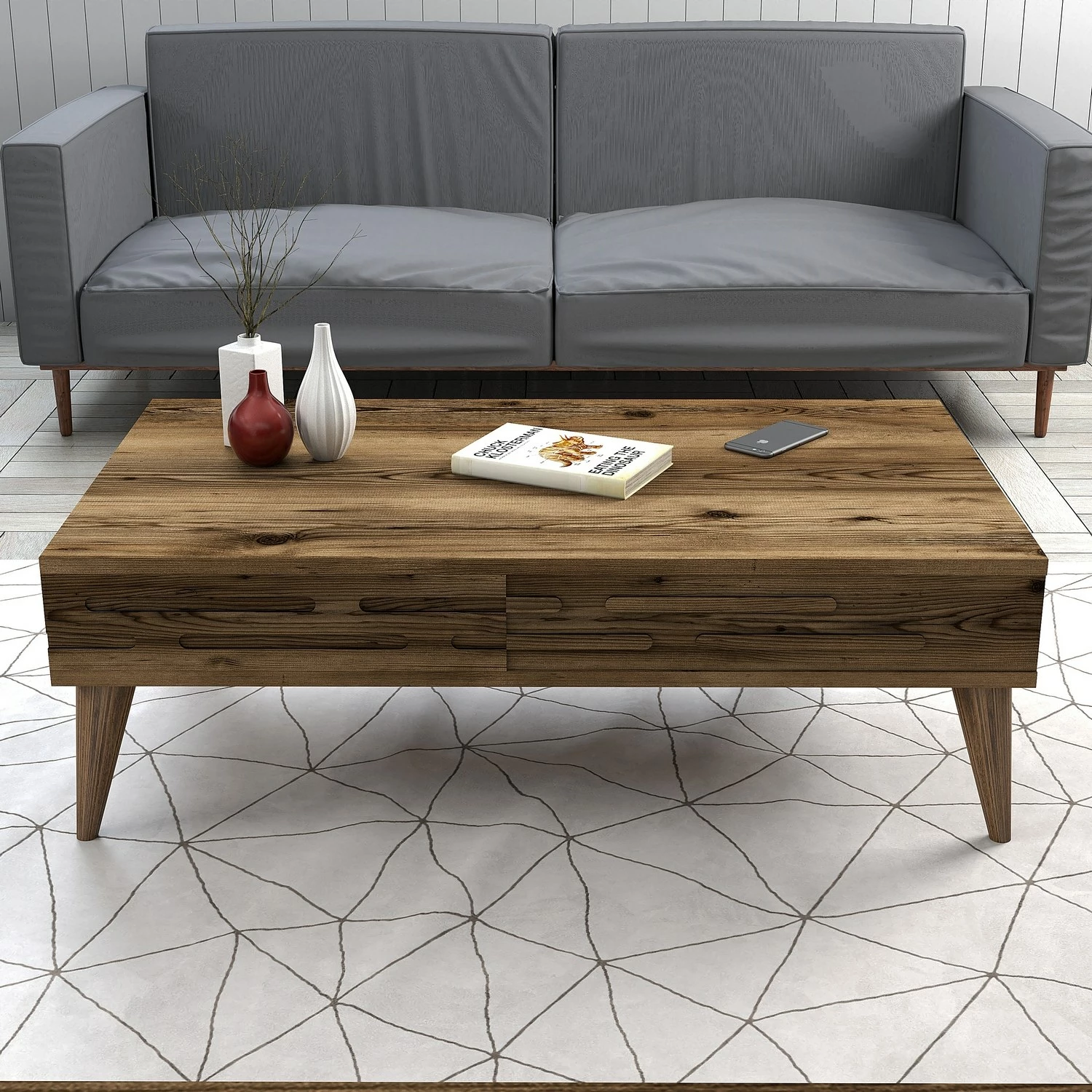 Set mobiljesh për dhomë dite, Valensiya 140, ngjyrë arre, Skye Decor