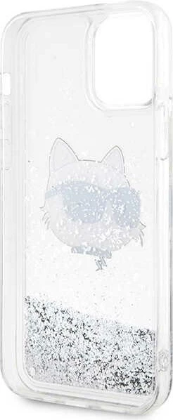 Mbështjellës Karl Lagerfeld KLHCP12MLNHCCS për iPhone 12/12 Pro 6.1", Glitter Choupette, Argjendtë