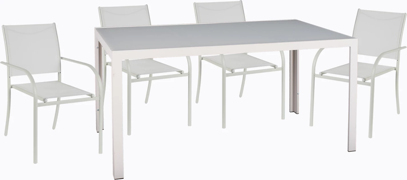 Set kopshti tavolinë & karrige OFER FH21030, 5 pjesë, të bardha