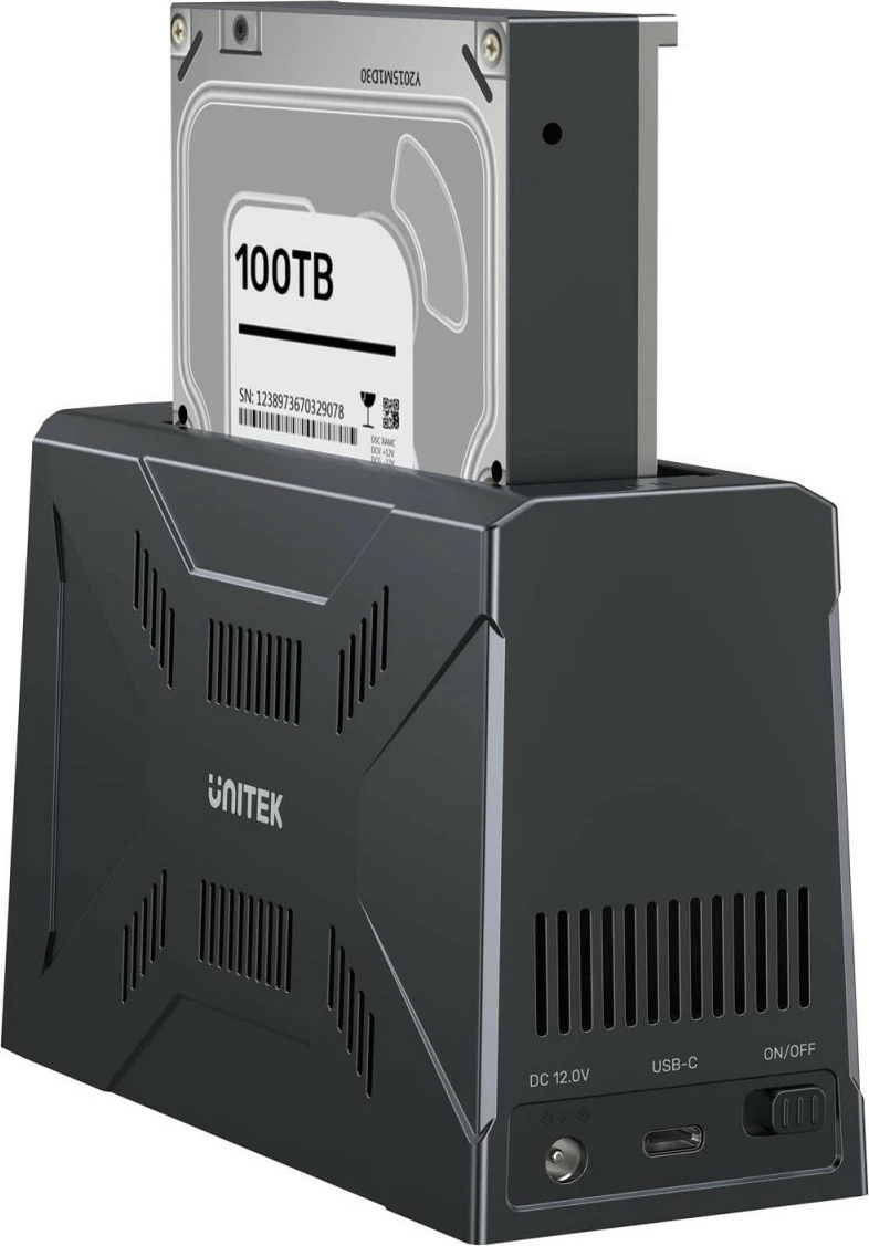 Kasë dokimi Unitek S1243BGY01-EU për 4x M.2 SSD, USB 4, e zezë