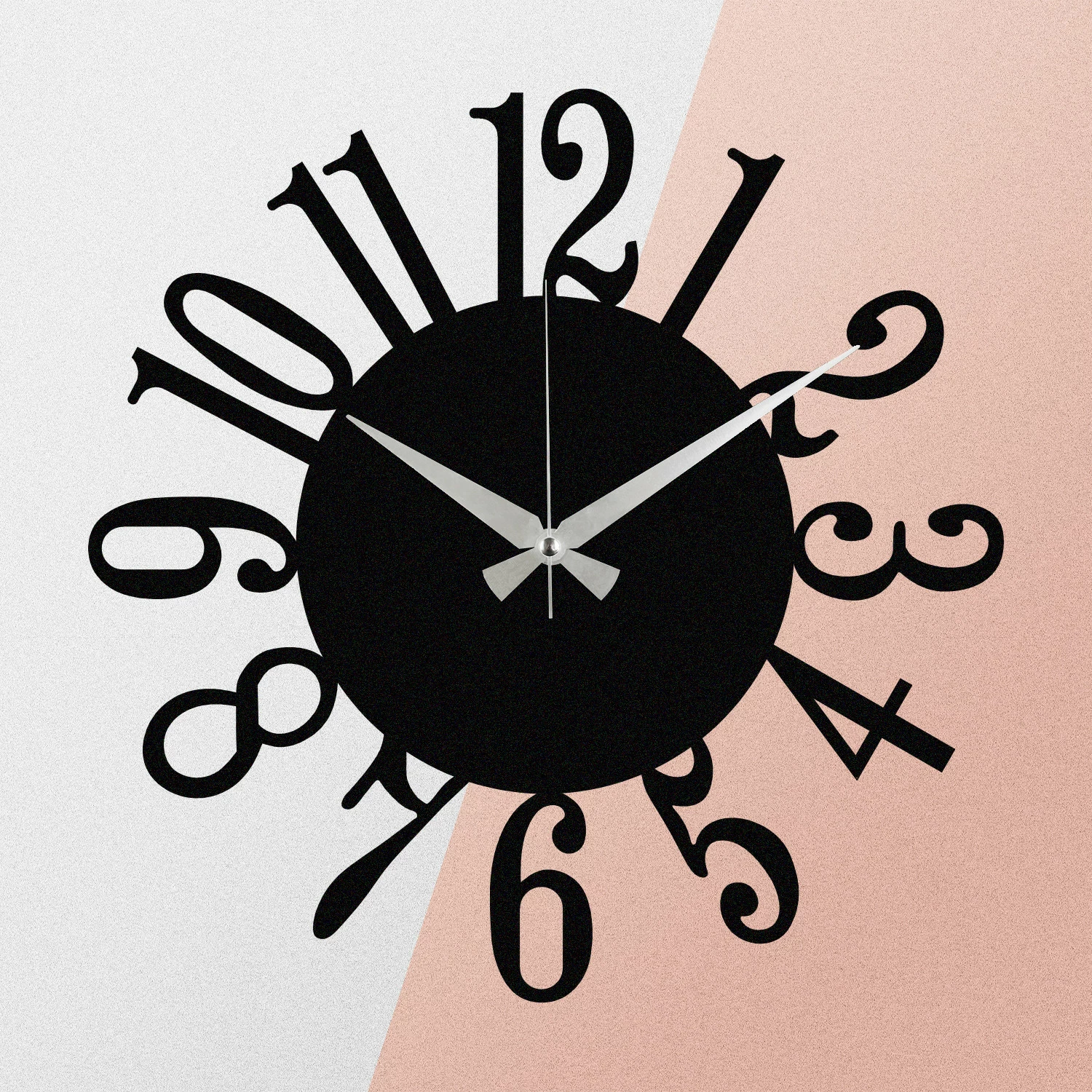 Orë muri dekorative prej metali, Wallity Enzoclock - S005, e zezë, 48x48cm