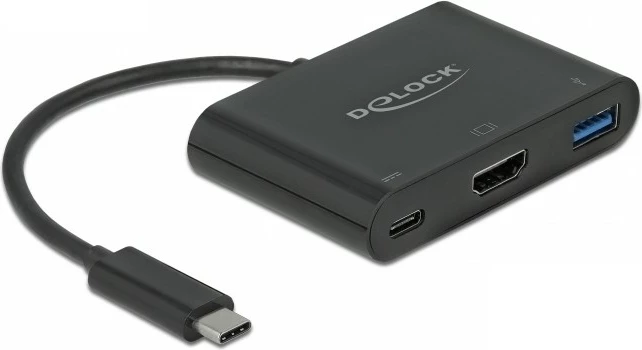 Adapter DeLOCK 64091, USB-C në HDMI/USB-A/USB-C, 60W, i zi