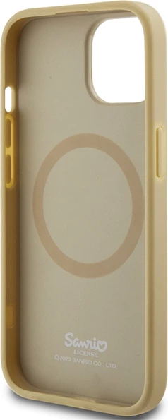 Mbështjellës Hello Kitty Leather Kitty Head MagSafe për iPhone 14, lëkurë artificiale, ari