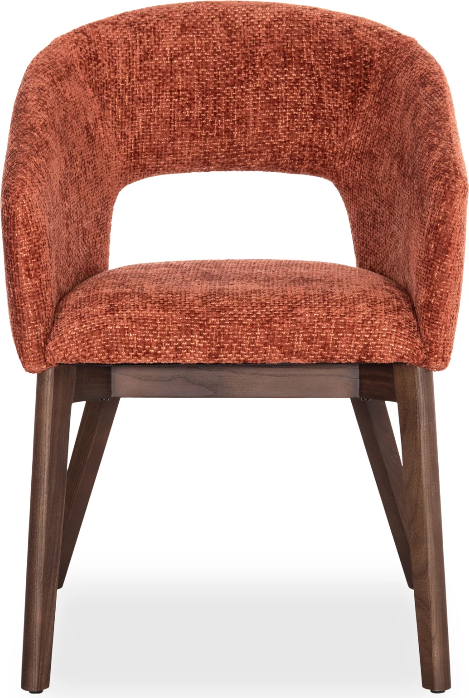 Karrige ngrënieje Empire, stof portokalli, këmbë dru ahu, ngjyrë arre, 55x54x78cm