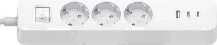 Zgjatës prizash me USB, Xiaomi 64876, 3x Schuko + 2x USB-C + 1x USB-A, 20W, Switch, prizë EU, i bardhë