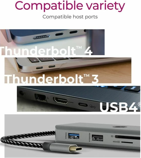 Stacion dokimi USB-C 9-në-1 ICYBOX IB-DK4012-CPD, Power Delivery 100W, 2x HDMI, Gigabit LAN, SD/microSD, antracit/zi