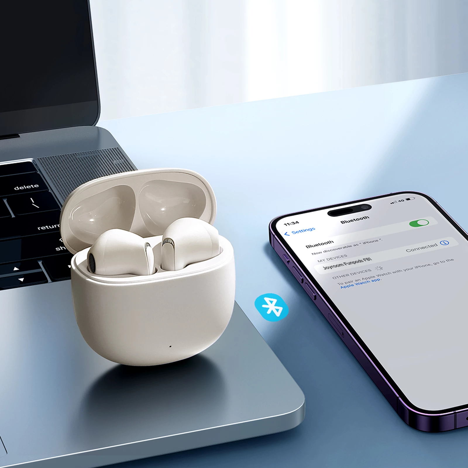 Kufje TWS Joyroom Funpods Series JR-FB1, Bluetooth 5.3, bezhë