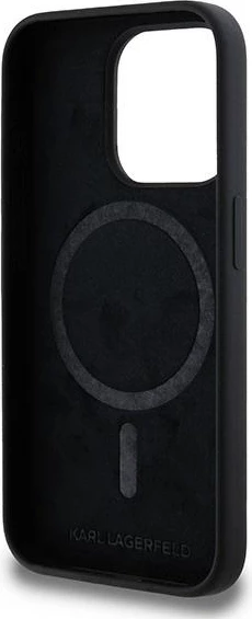 Mbështjellës Karl Lagerfeld Silicone Karl & Choupette MagSafe për iPhone 15 Pro Max, zi
