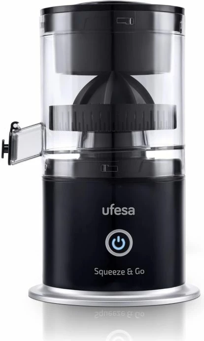 Shtrydhëse agrumesh elektrike portative UFESA Squeeze & Go, karikim USB-C, bateri 1500 mAh, 45 W, ngjyrë e zezë, me kabllo USB-C