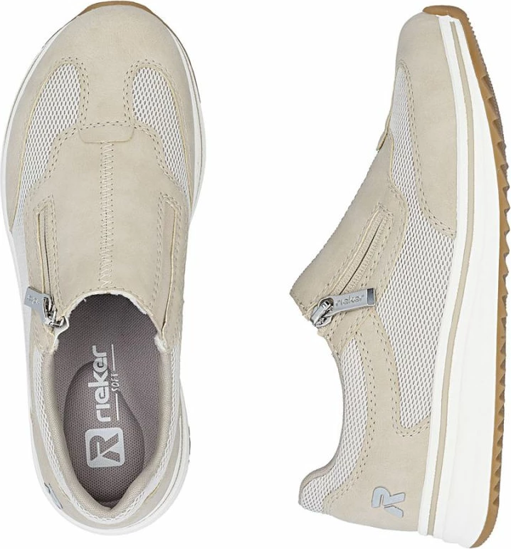 Këpucë me taka Rieker femra, bezhë