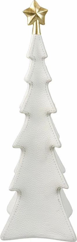 Dekor pemë Krishtlindjesh, e bardhë me yll të artë, 13x13x39.5cm